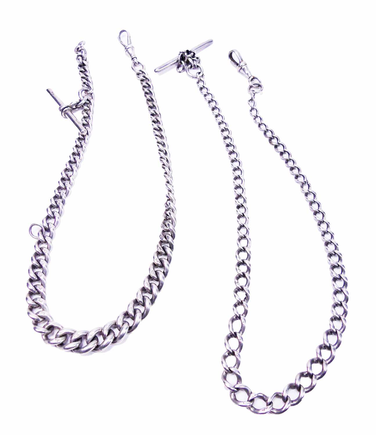 Lot 437 - Two Sterling Silver Fob Chains.