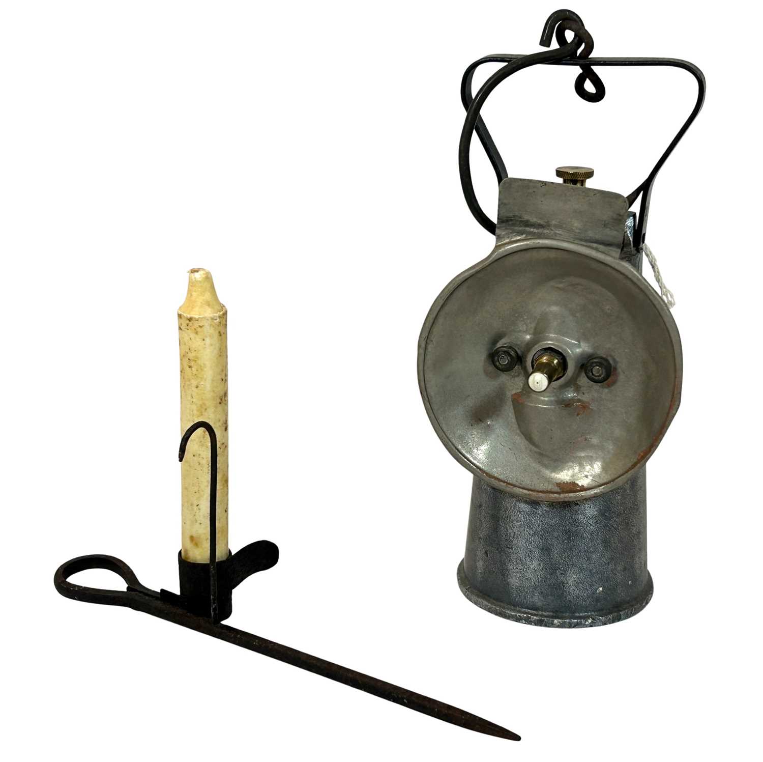 Lot 246 - Pinnacle Series 2 Miner's Carbide Lamp with Miner's Spider and Candle.