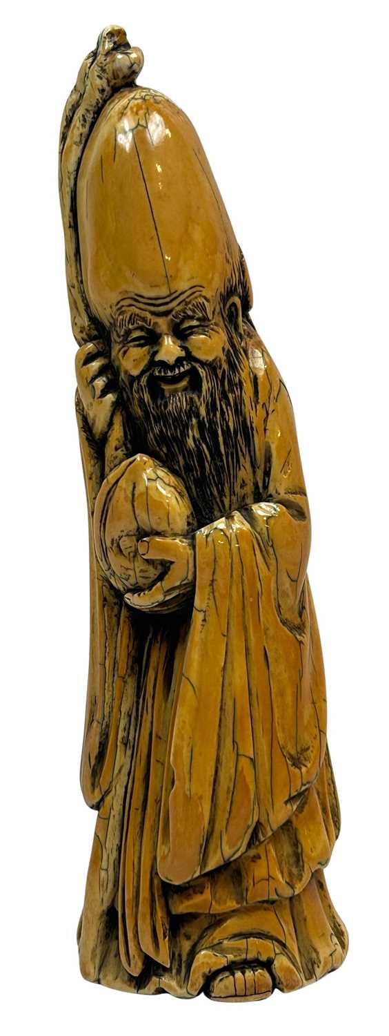 Lot 185 - Chinese Shouxing Carved Ivory Figurine.
