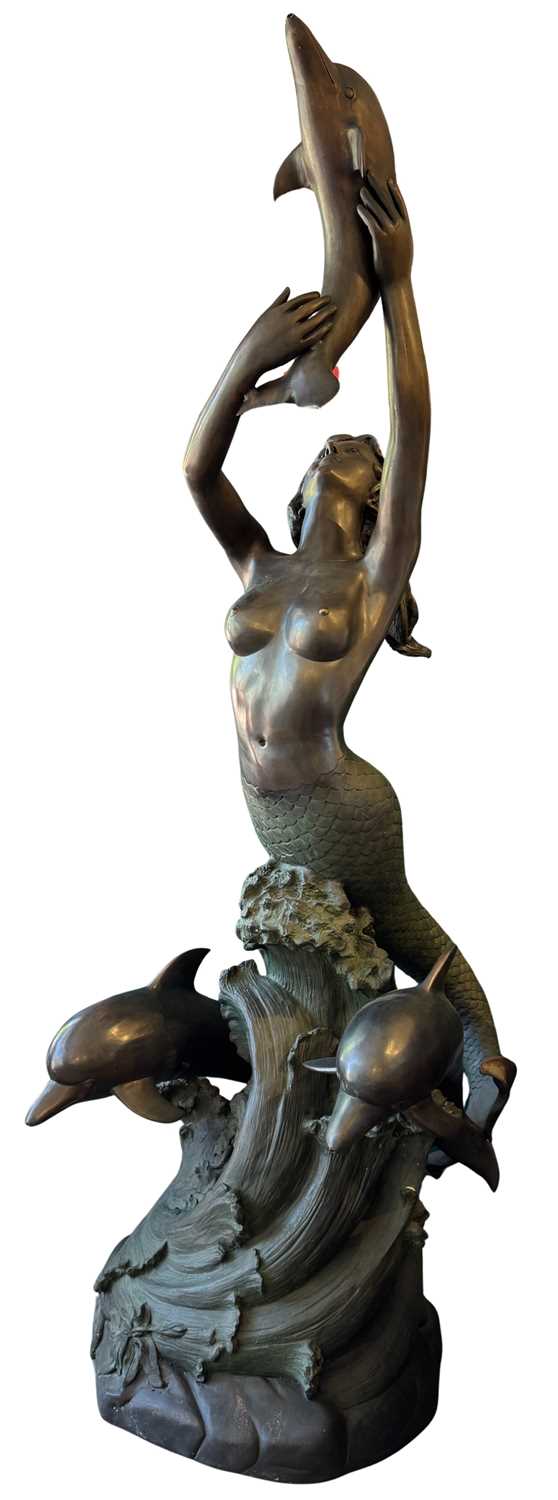 Lot 158 - After Auguste Moreau Mermaid & Dolphins Fountain Feature.