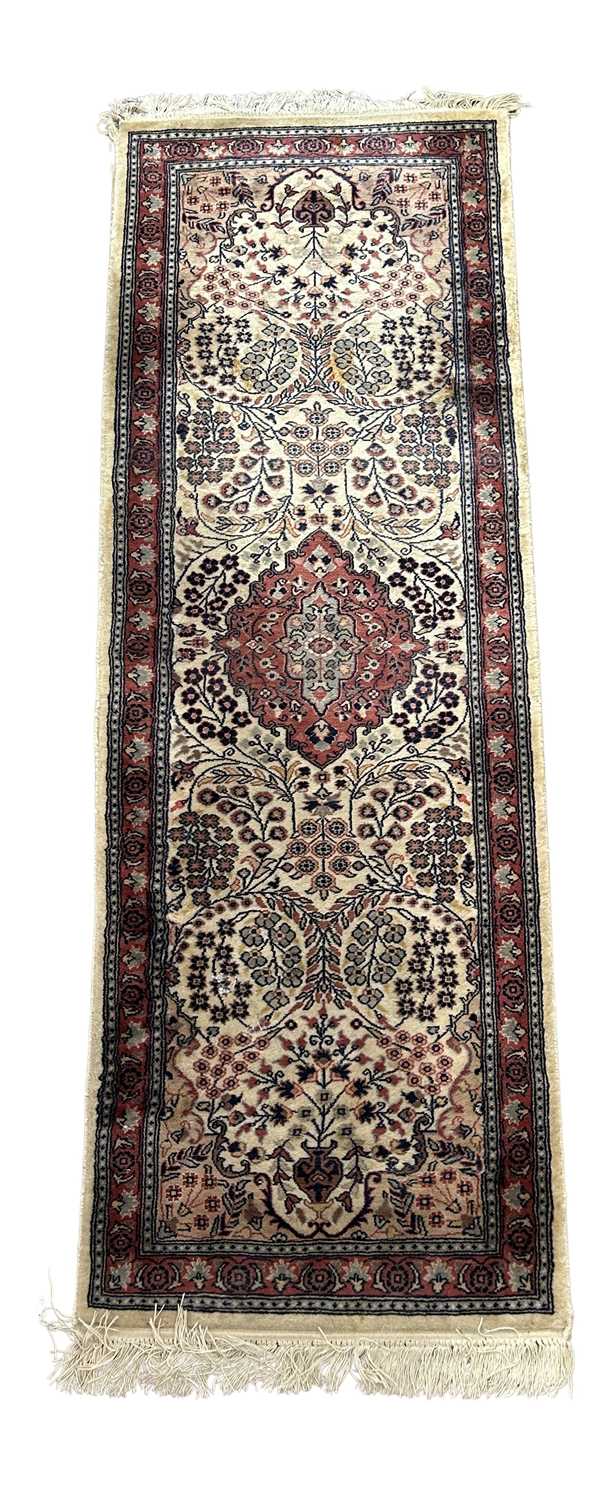 Lot 136 - Handwoven Wool Silk Blend Rug.