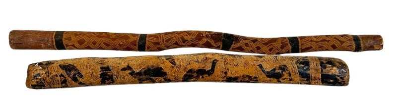 Lot 97 - Pair of Wooden Carved Didgeridoo's.