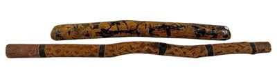 Lot 97 - Pair of Wooden Carved Didgeridoo's.