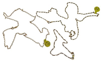 Lot 221 - Two Fine Linked Figaro Chains and a Bracelet.
