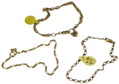 Lot 256 - Three 9ct Bracelet.