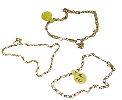Lot 256 - Three 9ct Bracelet.