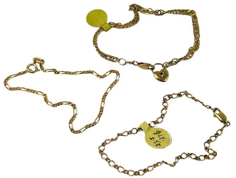 Lot 256 - Three 9ct Bracelet.
