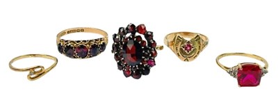 Lot 219 - Five 9ct Yellow Gold Rings.