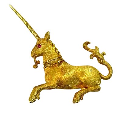 Lot 277 - An Impressive Unicorn Brooch with Ruby Eye.