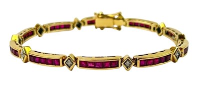 Lot 297 - 18ct Ruby & Diamond Bracelet.