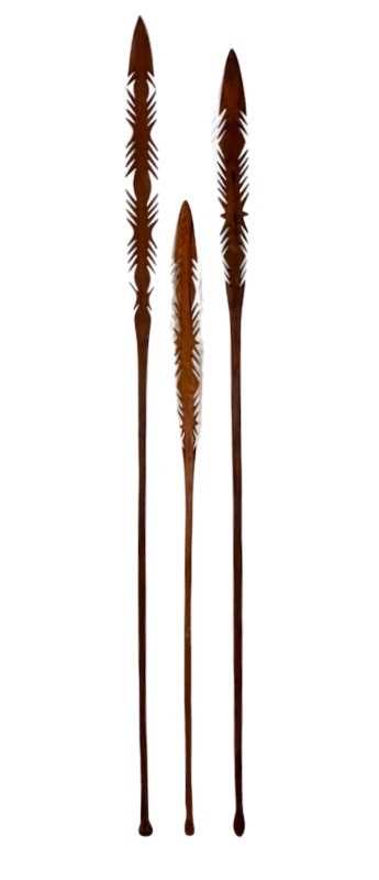 Lot 104 - Three Jigalong Carved Barb Spears.