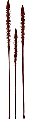 Lot 104 - Three Jigalong Carved Barb Spears.