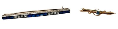 Lot 247 - Sapphire & Diamond Brooch with a Small Brooch.