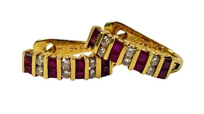 Lot 263 - Ruby and Diamond Hoop Earrings.