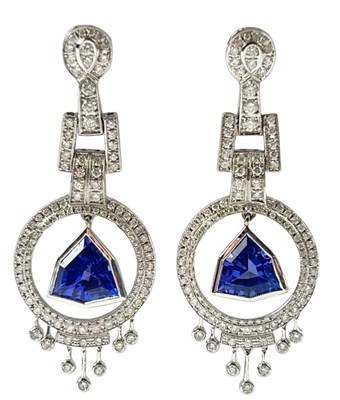 Lot 229 - Tremendous Tanzanite Drop Earrings.