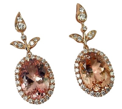 Lot 191 - Marvelous Morganite Drop Earrings.