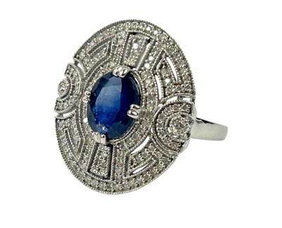 Lot 262 - A Sapphire Art Deco Inspired Ring.