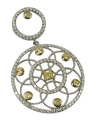Lot 289 - Delicate Yellow Diamond Drop Pendant.