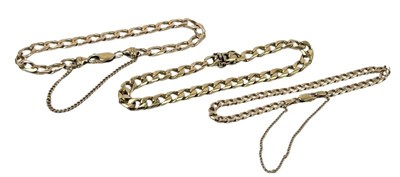 Lot 288 - A Trio of 9ct Curb Link Bracelets.