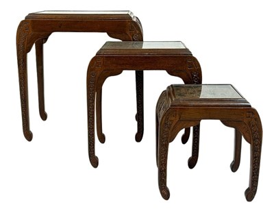 Lot 119 - Three Oriental Carved Nesting Tables.