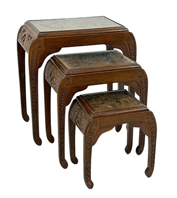 Lot 119 - Three Oriental Carved Nesting Tables.