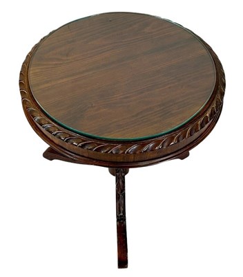 Lot 109 - Antique Round Side Table with Glass Top.