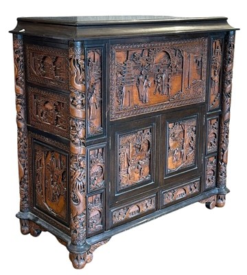 Lot 122 - Carved Teak Drinks Cabinet.