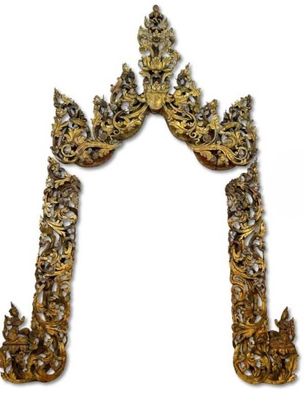Lot 116 - A Burmese Carved Gilt Wood Door Frame 19th Century.