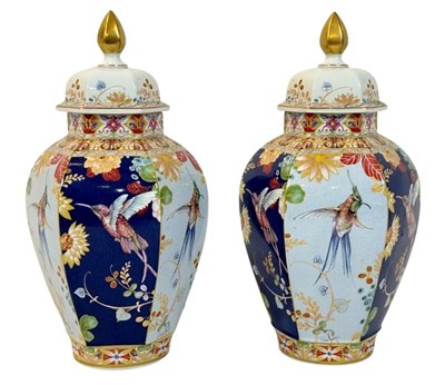 Lot 173 - Pair of Spode Java Hummingbird Vases.