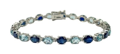 Lot 294 - Sapphire, Aquamarine & Diamond Bracelet.