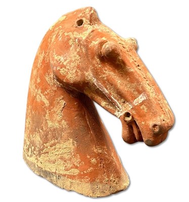 Lot 176 - Painted pottery Horse Head (Chinese) Han Dynasty (206 BC-220 Ad)