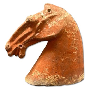 Lot 176 - Painted pottery Horse Head (Chinese) Han Dynasty (206 BC-220 Ad)