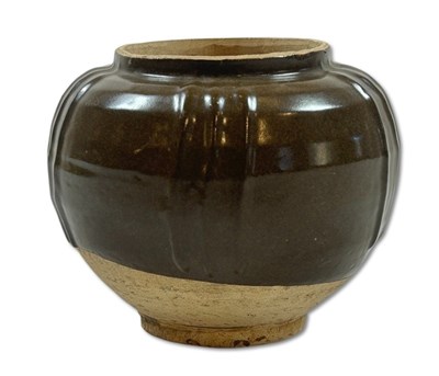 Lot 218 - Brown Jar with Ribbed Design.