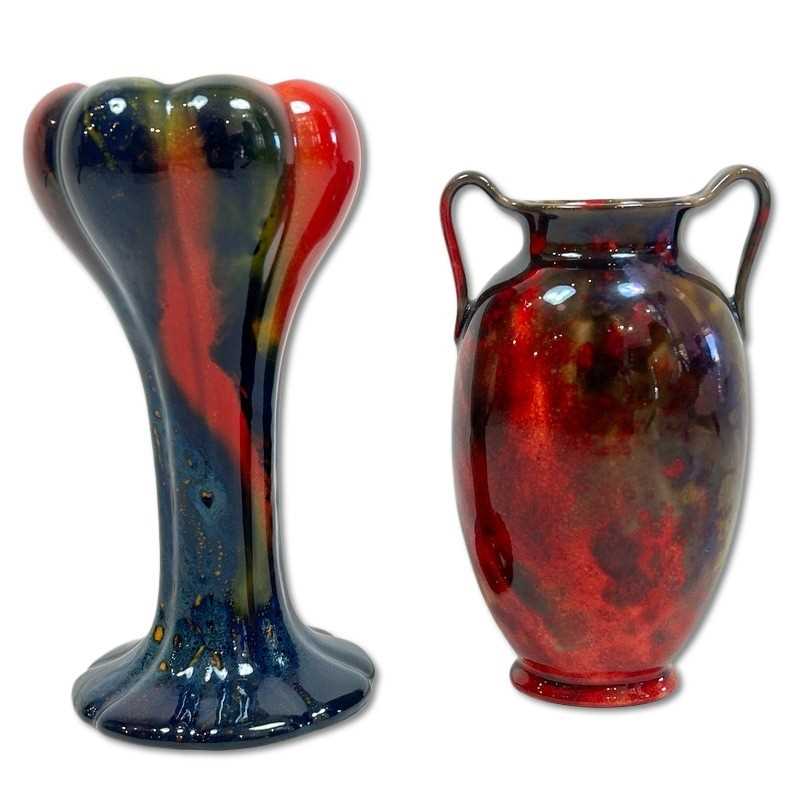 Lot 144 - Two Royal Doulton Flambe Vases.