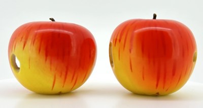 Lot 174 - Pair of Carved Japanese Ivory Apples.