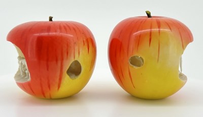 Lot 174 - Pair of Carved Japanese Ivory Apples.