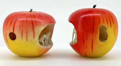Lot 174 - Pair of Carved Japanese Ivory Apples.