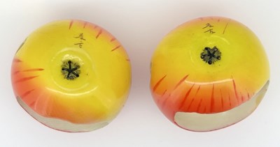 Lot 174 - Pair of Carved Japanese Ivory Apples.