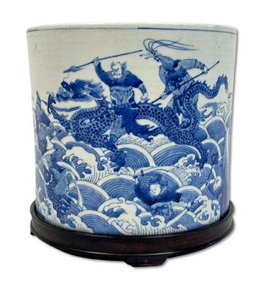 Lot 189 - Blue and White Brushpot.