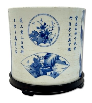 Lot 189 - Blue and White Brushpot.