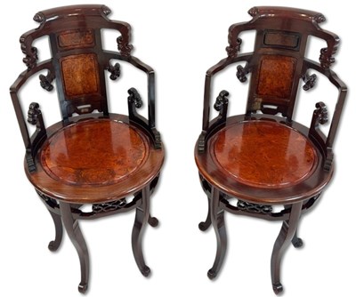 Lot 187 - Pair of Oriental 5 Legged Chairs.