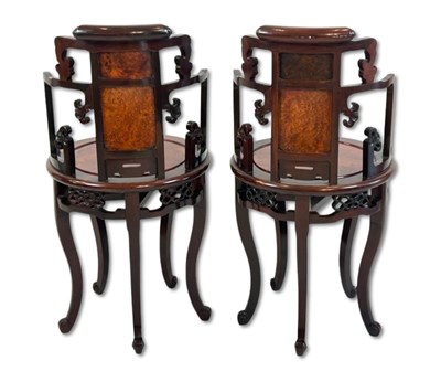 Lot 187 - Pair of Oriental 5 Legged Chairs.