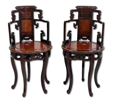 Lot 187 - Pair of Oriental 5 Legged Chairs.