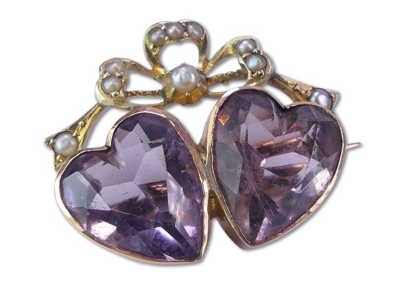 Lot 202 - Amethyst and Pearl Brooch.