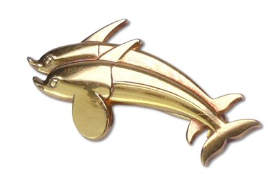 Lot 234 - 18ct Dolphin Brooch.