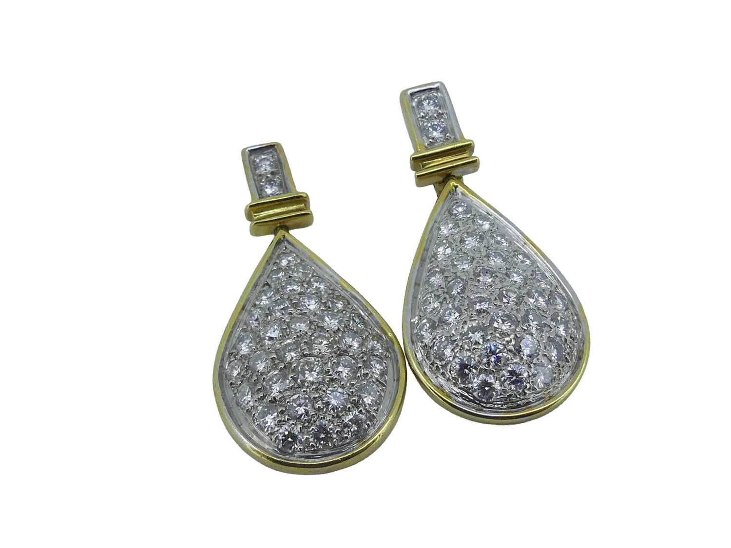Lot 88 - Diamond Drop Pear Shape Studs.
