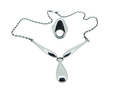 Lot 82 - Silver Ring and Necklace.