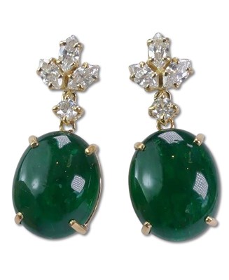 Lot 287 - Zambian Emerald & Diamond Earrings.