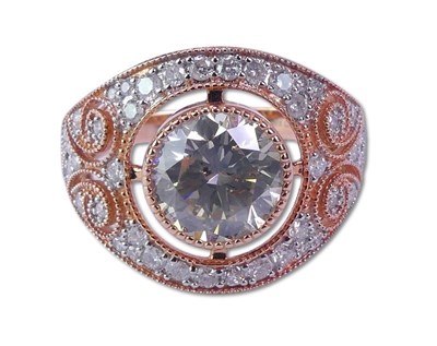 Lot 241 - 14ct Rose Gold and Diamond Ring.