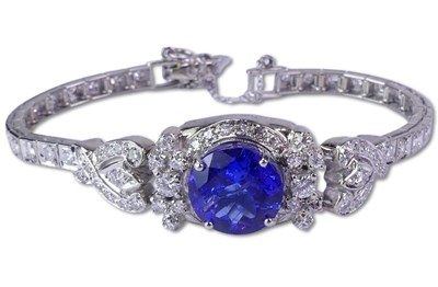 Lot 235 - Tanzanite and Diamond Antique-Inspired Bracelet.
